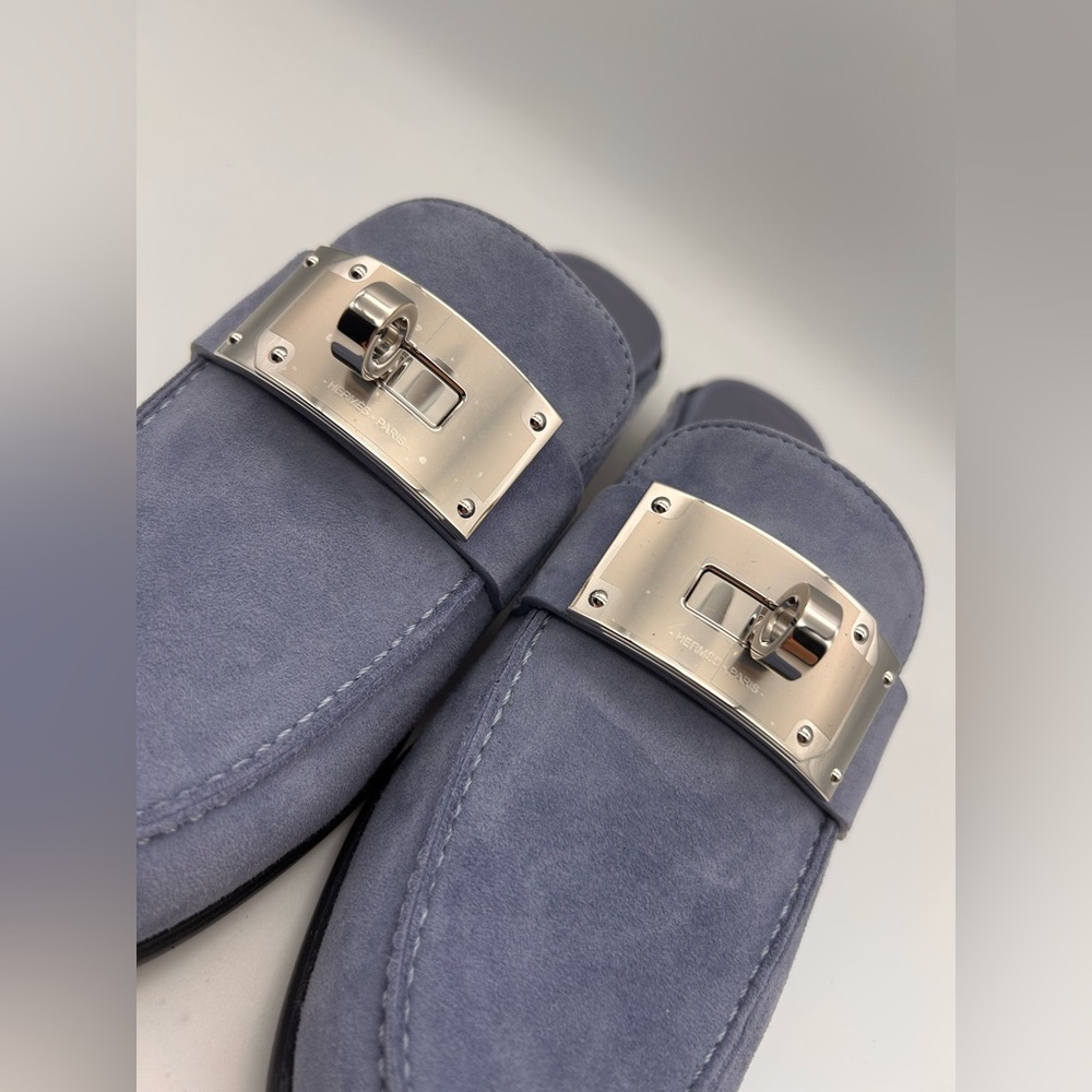 Hermès Iota Mule New In Box Blue Ciel Size 37 - Picture 5 of 16